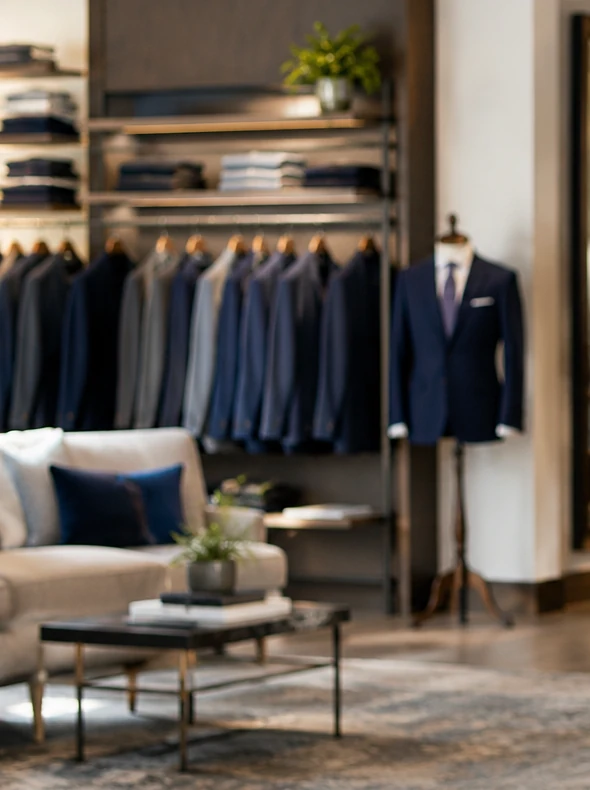 Menswear showroom display, illustrative photography